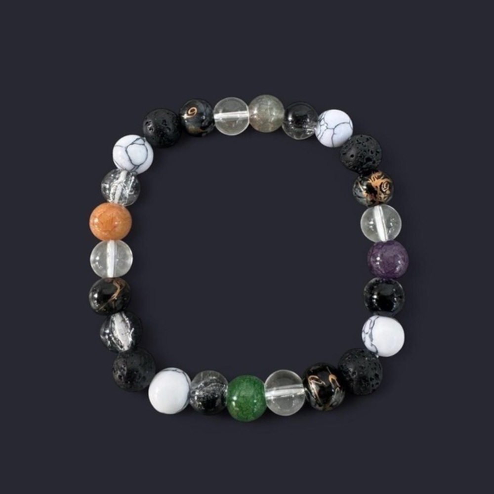 Black Multi Glass Bead Bracelet
